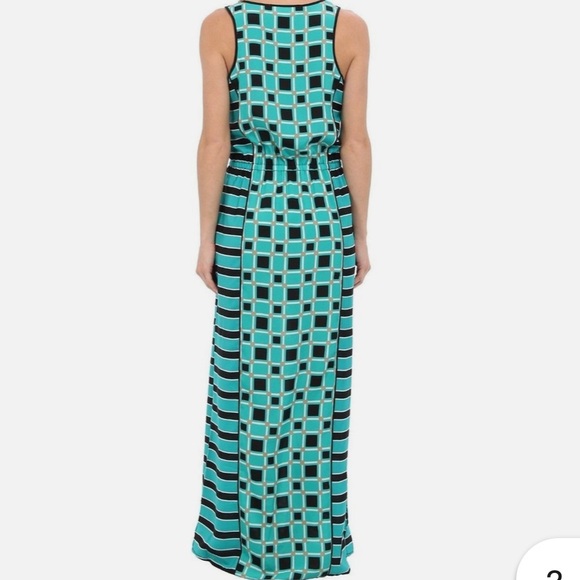 Michael Kors Dark Black & Green Checkered & Striped dress Size PL NWOT - Picture 2 of 10